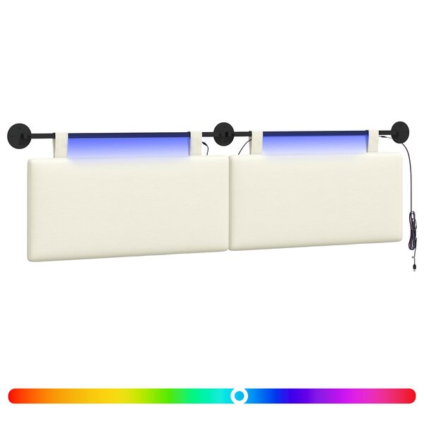 vidaXL Tête de lit suspendue Crème Tissu en velours côtelé