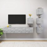vidaXL Ensemble de meubles TV 6 Pièces Gris béton Bois d'ingénierie
