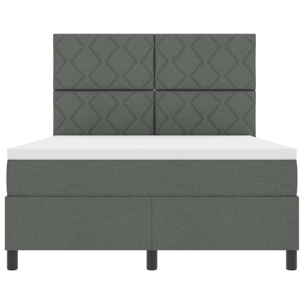 vidaXL Lit à ressorts avec matelas Gris foncé 160 x 200 cm tissu