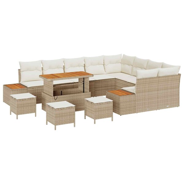 vidaXL Ensemble de canapé de jardin avec coussin 13 Pièces Beige et crème