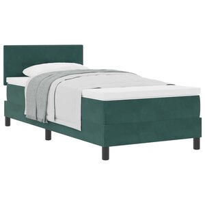 vidaXL Lit à ressorts avec tête de lit Vert foncé 90 x 200 cm Velours