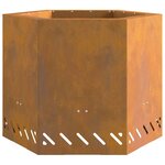 vidaXL Foyer sans fumée Marron 58 x 58 x 51 cm Acier Corten