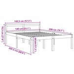 vidaXL Lit pour personne âgée sans matelas 140x200 cm bois pin massif