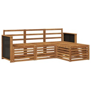 vidaXL Ensemble de canapés d'extérieur 4 Pièces Naturel