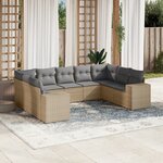 vidaXL Salon de jardin avec coussins 9 Pièces beige résine tressée