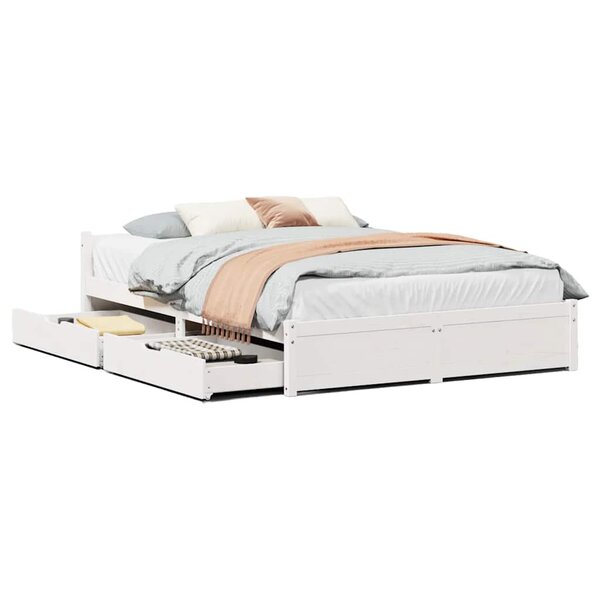 vidaXL Cadre de lit sans matelas blanc 100x200 cm bois de pin massif