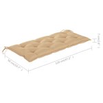 vidaXL Banc de jardin pliable avec coussin 118 cm Bambou