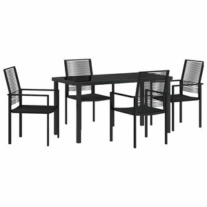vidaXL Ensemble de salle à manger pour jardin 5 Pièces Noir