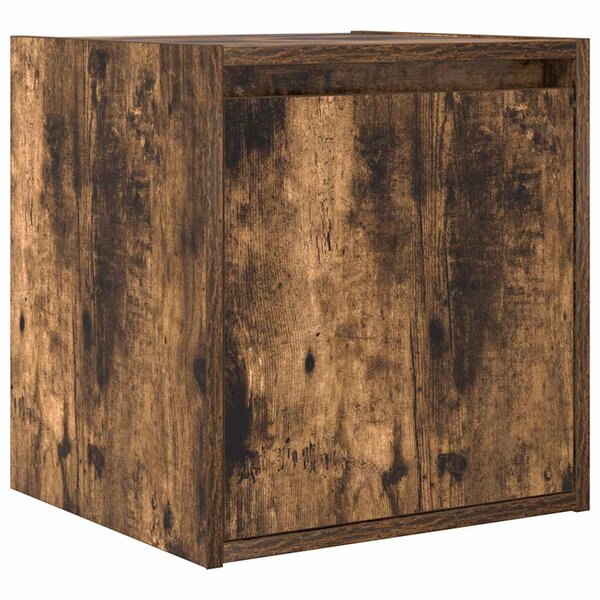 vidaXL Table de chevet murale chêne fumé 38x34x40 cm