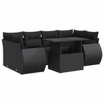 vidaXL Salon de jardin 7 Pièces avec coussins noir résine tressée