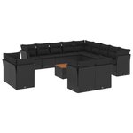 vidaXL Salon de jardin avec coussins 14 Pièces noir résine tressée