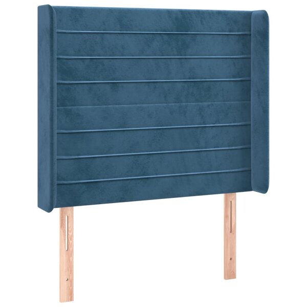 vidaXL Tête de lit avec oreilles Bleu foncé 83x16x118/128 cm Velours