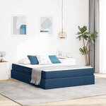 vidaXL Lit avec rangement et matelas Bleu 140 x 190 cm Polyester