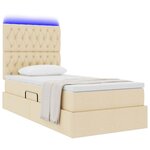 vidaXL Lit de rangement LED avec matelas Crème 90 x 200 cm Tissu