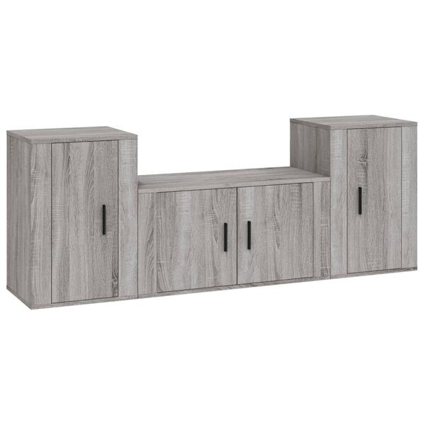 vidaXL Ensemble de meubles TV 3 Pièces Sonoma gris Bois d'ingénierie
