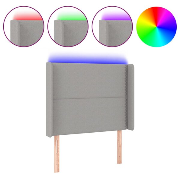 vidaXL Tête de lit à LED Gris clair 93x16x118/128 cm Tissu