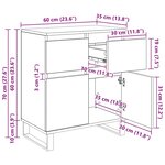 vidaXL Buffet Chêne noir 60 x 35 x 70 cm Bois d'ingénierie et fer