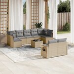 vidaXL Salon de jardin avec coussins 10 Pièces beige résine tressée