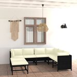 vidaXL Salon de jardin 8 Pièces avec coussins Résine tressée Noir