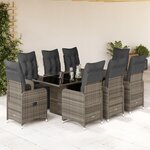vidaXL Ensemble de bistro de jardin 9 Pièces coussins gris poly rotin