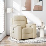 vidaXL Fauteuil de massage inclinable Crème Tissu