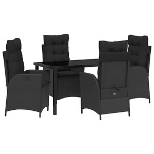 vidaXL Ensemble de salle à manger pour jardin 5 Pièces Noir polyrotin