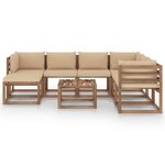 vidaXL Salon de jardin 8 Pièces avec coussins Beige