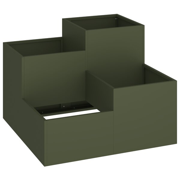 Bac de jardin vidaXL 100x100x60 cm Vert olive Acier