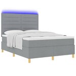 vidaXL Lit à ressort LED avec matelas Gris clair 140 x 200 cm tissu