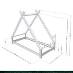 Lit Tipi enfant bois massif naturel 90 x 180 cm