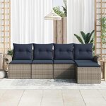 vidaXL Ensemble de canapé de jardin avec coussin 5 Pièces Gris polyrotin