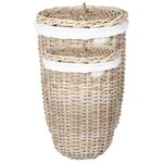 vidaXL Panier à linge avec couvercle 2 Pièces Gris Kubu Rattan Kubu