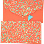 PAPERTREE DOUCHKA Lot de 5 Enveloppes cadeau Corail/Turquoise