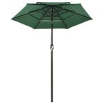 vidaXL Parasol de jardin à 3 niveaux avec mât en aluminium vert 2 m