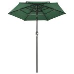 vidaXL Parasol à 3 niveaux avec mât en aluminium Vert 2 m