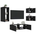 vidaXL Meuble TV muraux 4 Pièces avec lumières LED noir