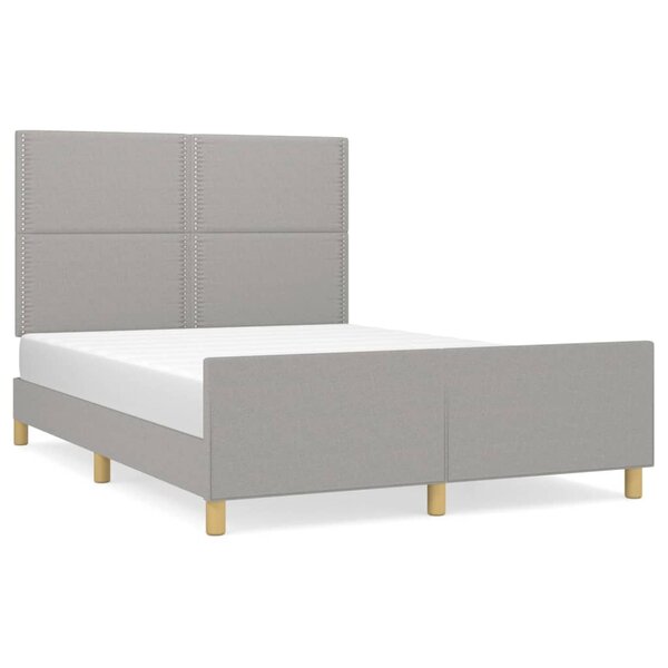 vidaXL Cadre de lit avec tête de lit Gris clair 140x200 cm