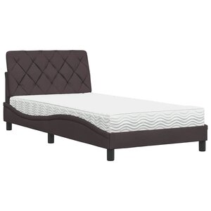 vidaXL Lit avec matelas marron foncé 100x200 cm tissu