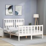 vidaXL Cadre de lit sans matelas blanc bois de pin massif