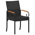 vidaXL Chaises de jardin avec coussin 2 Pièces Noir et blanc crème
