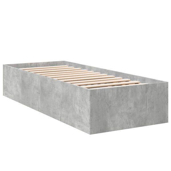 vidaXL Cadre de lit gris béton 75x190 cm bois d'ingénierie
