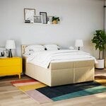 vidaXL Sommier à lattes de lit avec matelas Crème 200x200 cm Tissu