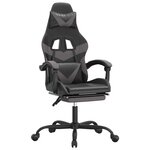vidaXL Chaise de jeu avec repose-pied Noir et gris Similicuir