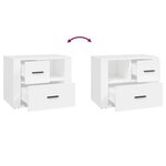 vidaXL Table de chevet Blanc 60x36x45 cm Bois d'ingénierie
