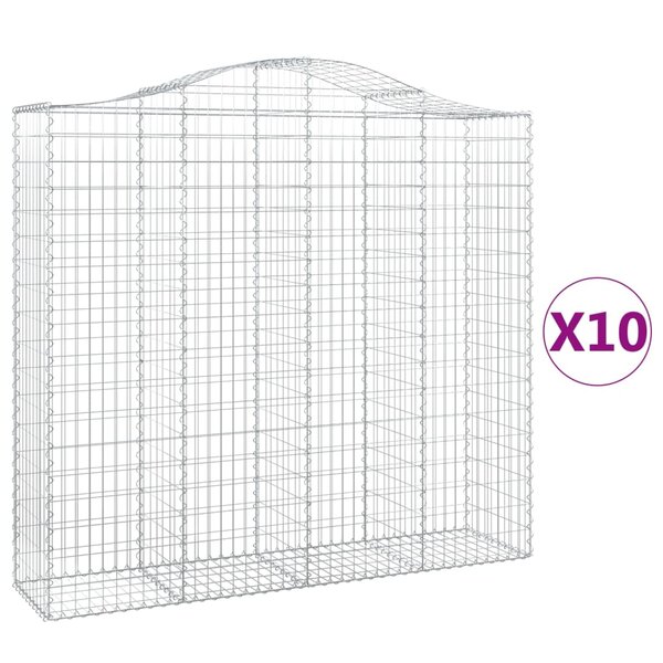 vidaXL Paniers à gabions arqués 10 Pièces 200x50x180/200 cm Fer galvanisé