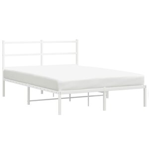 vidaXL Cadre de lit métal sans matelas et tête de lit blanc 135x190 cm