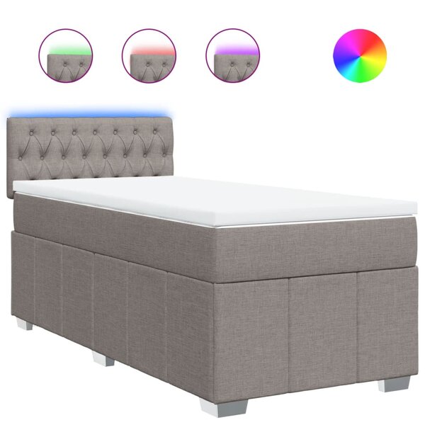vidaXL Sommier à lattes de lit avec matelas Taupe 90x200 cm Tissu