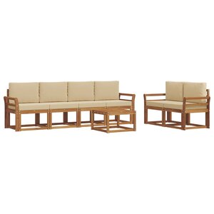 vidaXL Ensemble de canapés d'extérieur 7 Pièces Naturel et Beige
