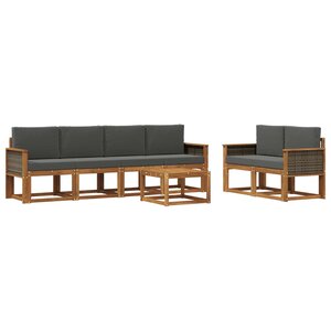 vidaXL Ensemble de canapés d'extérieur 6 Pièces Naturel et Anthracite