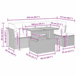 vidaXL Salon de jardin 6 Pièces avec coussins noir résine tressée acacia